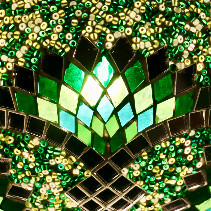 Hanging Mosaic "Egg" Lamp in Green & Turquoise