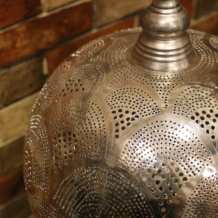 Hand-Punctured Nickel-Plated Brass Hanging Lamp