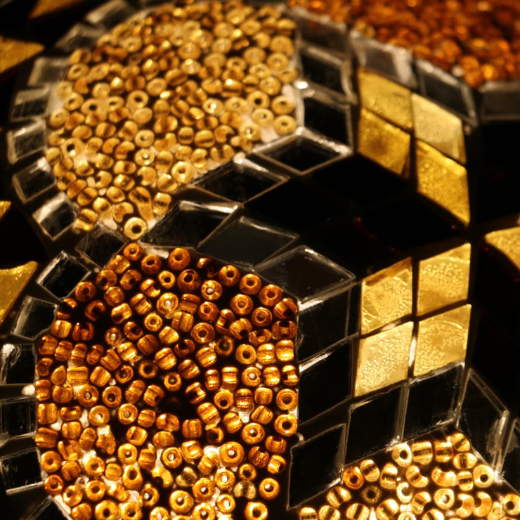 Mosaic Table or Floor Lamp in Amber Tones