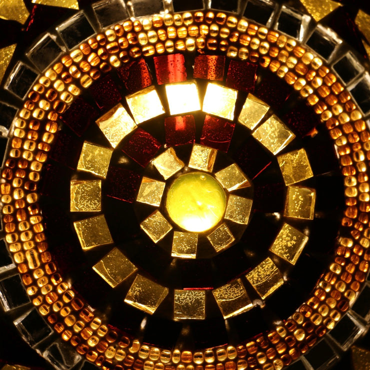 Hanging Mosaic Dome Lamp in Amber, Open Bottom