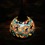 Hanging Mosaic Dome Lamp in Aqua & MultiColors, Open Bottom