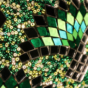 Hanging Mosaic "Egg" Lamp in Green & Turquoise