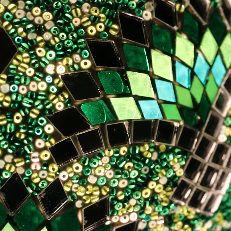 Hanging Mosaic "Egg" Lamp in Green & Turquoise