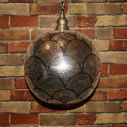 Hand-Punctured Nickel-Plated Brass Hanging Lamp