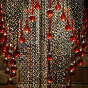 Blown Glass Red Droplet & Chain Chandelier