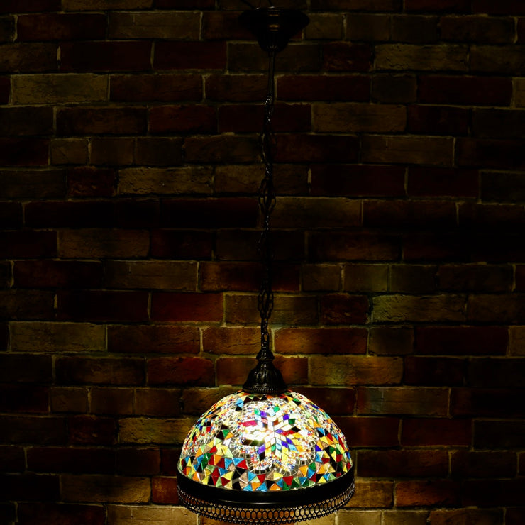 Hanging Mosaic Dome Lamp in MultiColors, Open Bottom