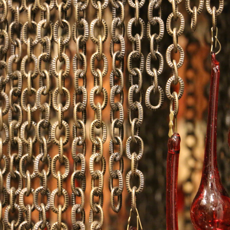 Blown Glass Red Droplet & Chain Chandelier