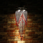 Blown Glass Red Droplet & Chain Chandelier