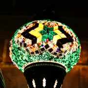 Mosaic Table Lamp in Green & MultiColors, Swan Neck