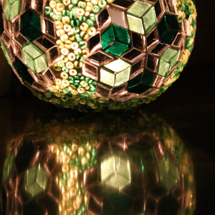 Mosaic Candleholder in Greens