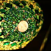 Mosaic Table Lamp in Green, Swan Neck