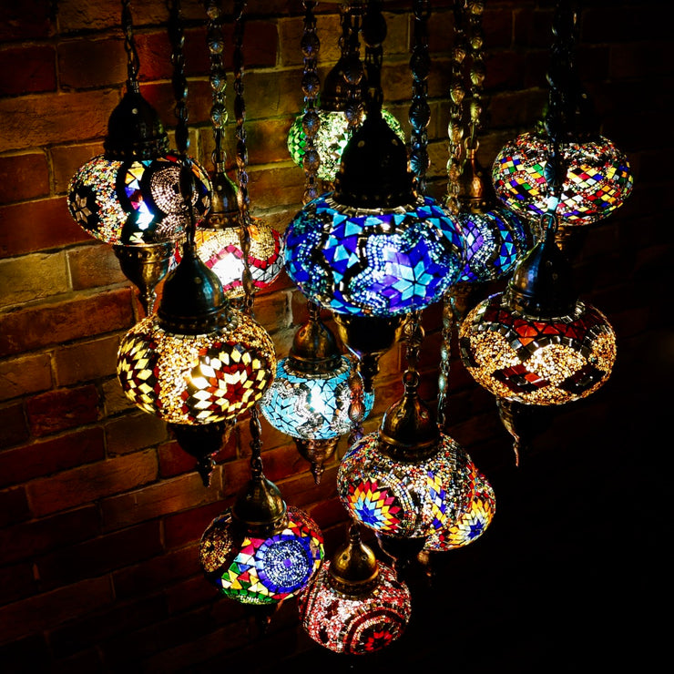 Thirteen Globe Mosaic Chandelier in Multiple Colored Globes - CUSTOM COLORS AVAILABLE