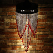 Blown Glass Red Droplet & Chain Chandelier