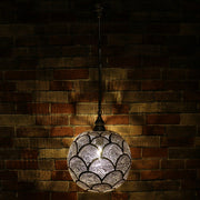 Hand-Punctured Nickel-Plated Brass Hanging Lamp