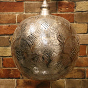 Hand-Punctured Nickel-Plated Brass Hanging Lamp