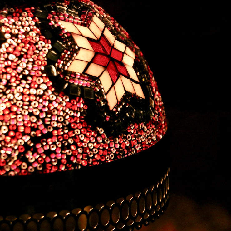 Hanging Mosaic Dome Lamp in Blush Tones, Open Bottom