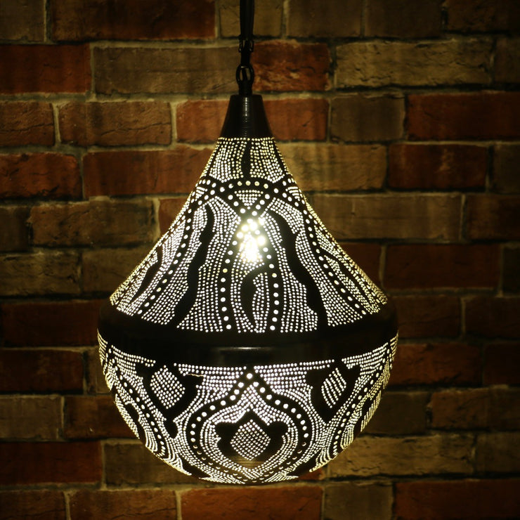Hand-Punctured Nickel-Plated Brass Hanging Lamp