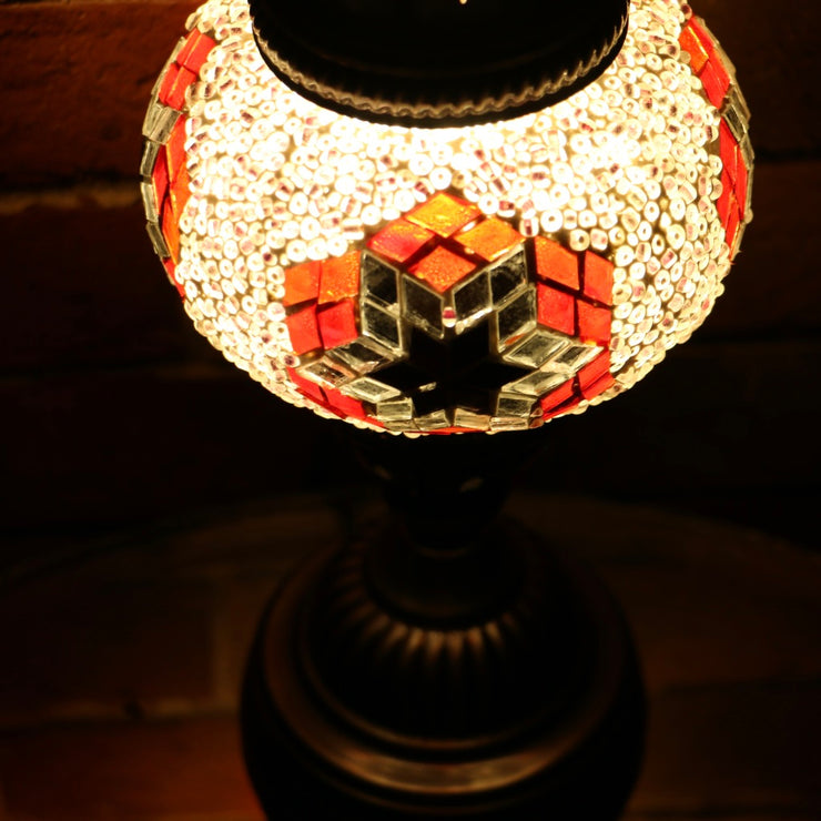 Mosaic Table Lamp in Pale Pink, Red, & Violet