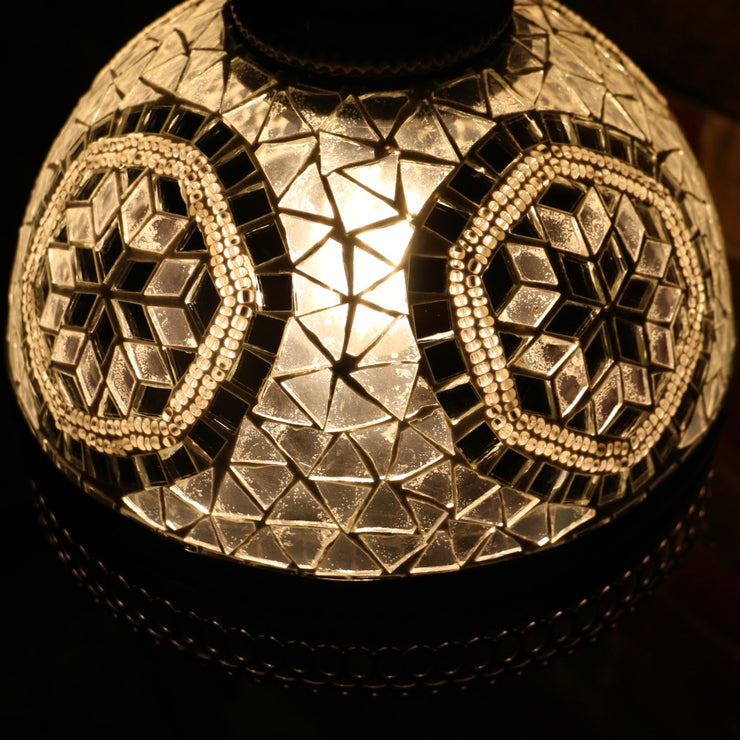Hanging Mosaic Dome Lamp in White, Open Bottom