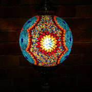 Mosaic Table or Floor Lamp in Red, Orange, Yellow, & Blue