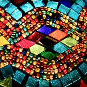 Hanging Mosaic Dome Lamp in Aqua & MultiColors, Open Bottom