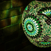 Hanging Mosaic "Egg" Lamp in Green & Turquoise