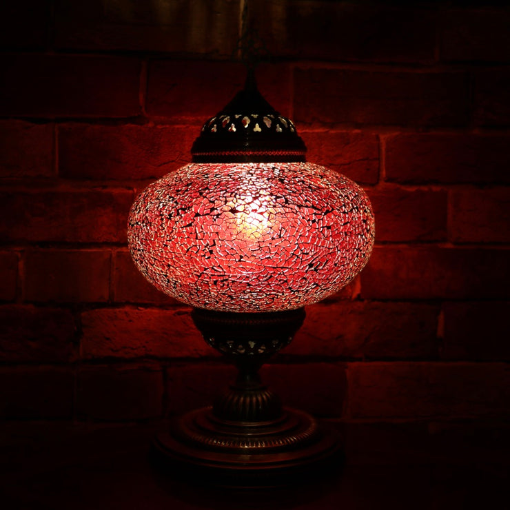 Crackle Glass Table Lamp in Red, 3 Styles Available, Large
