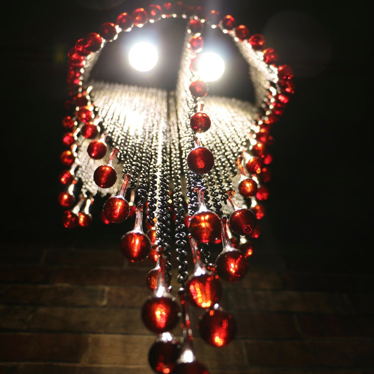 Blown Glass Red Droplet & Chain Chandelier