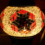 Mosaic Table Lamp in Pale Pink, Red, & Violet, Swan Neck