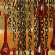 Blown Glass Red Droplet & Chain Chandelier