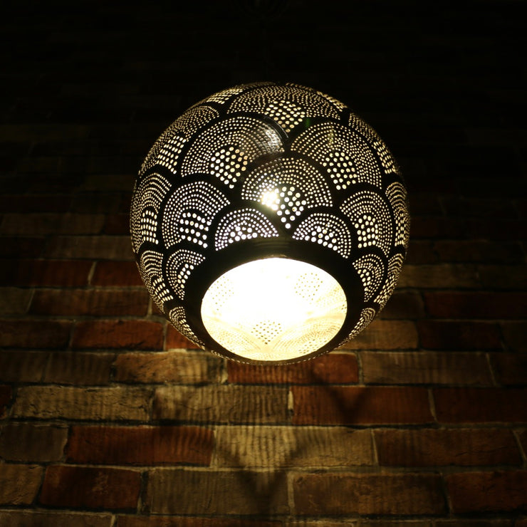 Hand-Punctured Nickel-Plated Brass Hanging Lamp