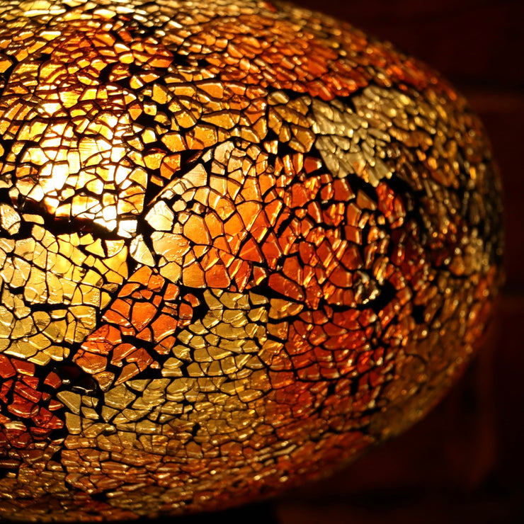 Crackle Glass Table Lamp in Dark Amber, 3 Styles Available, Large