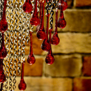 Blown Glass Red Droplet & Chain Chandelier