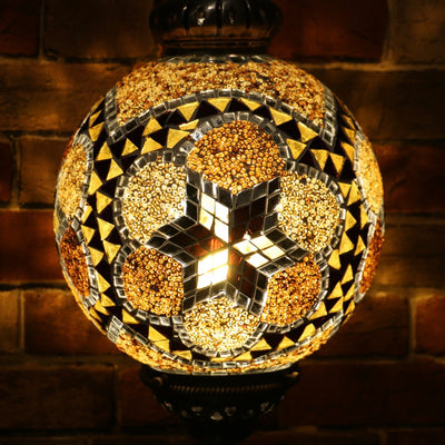 Mosaic Table or Floor Lamp in Amber Tones