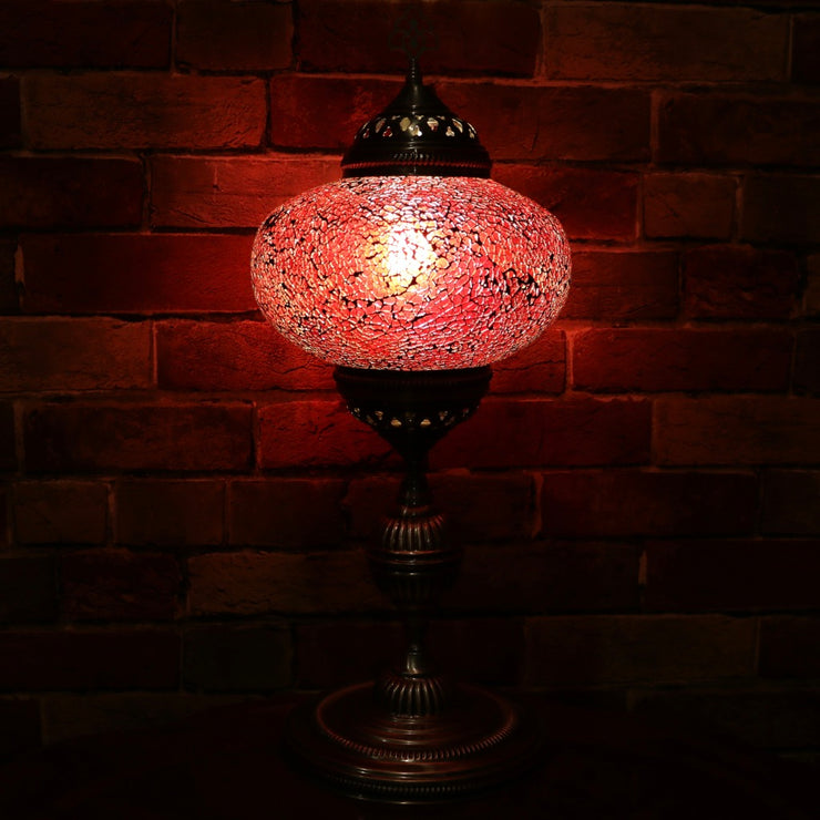 Crackle Glass Table Lamp in Red, 3 Styles Available, Large
