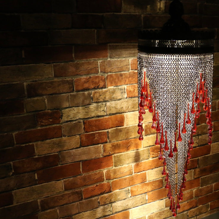 Blown Glass Red Droplet & Chain Chandelier