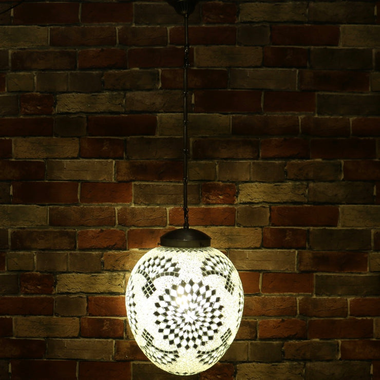 Hanging Mosaic "Egg" Lamp in White