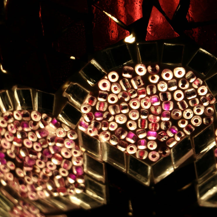 Mosaic Table or Floor Lamp in Hues of Purple