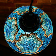 Hanging Mosaic Dome Lamp in Aqua Blue, Open Bottom