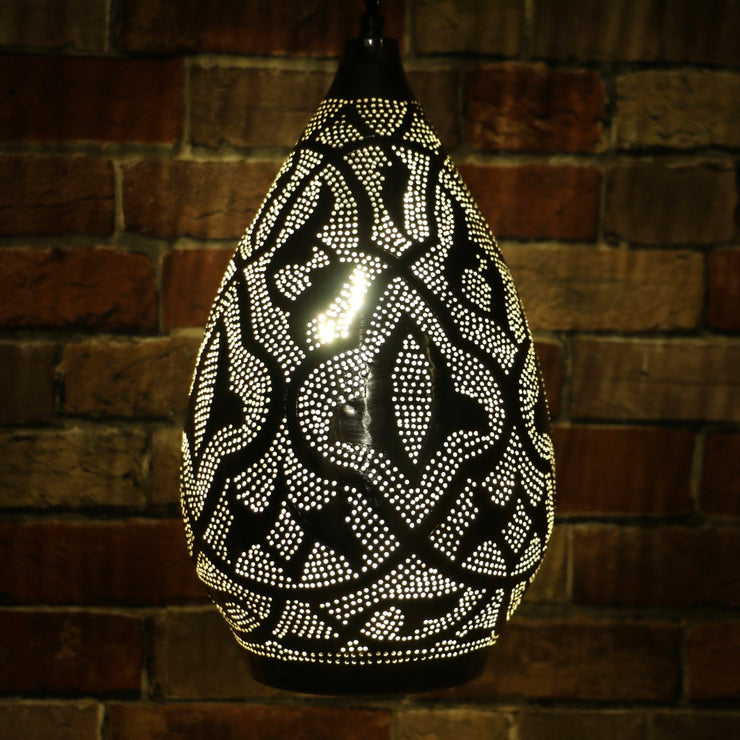 Hand-Punctured Nickel-Plated Brass Hanging Lamp