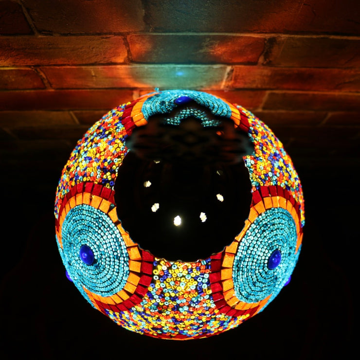 Mosaic Table or Floor Lamp in Red, Orange, Yellow, & Blue