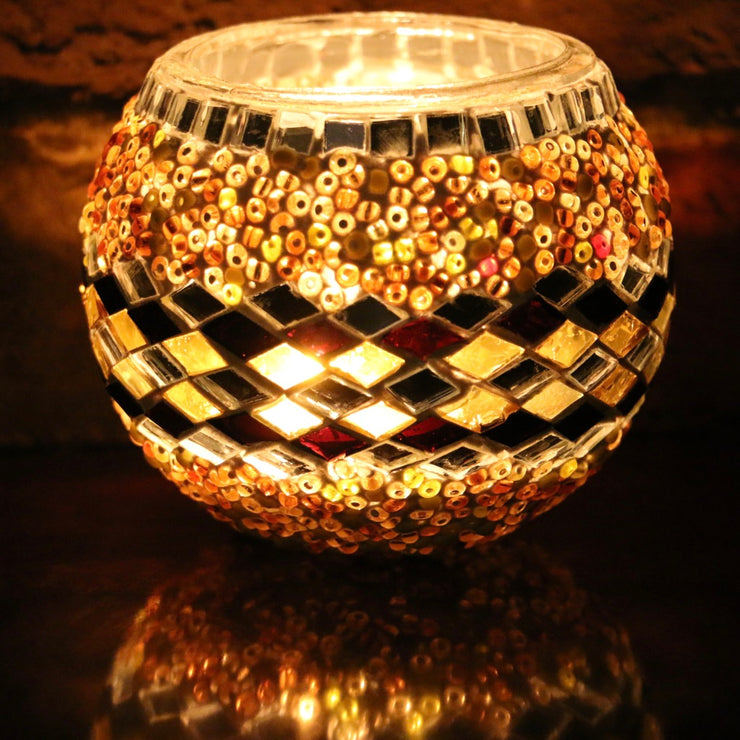Mosaic Candleholder in Amber