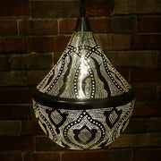 Hand-Punctured Nickel-Plated Brass Hanging Lamp