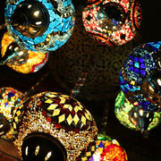 Nine Globe Mosaic Chandelier in Multiple Colored Globes - CUSTOM COLORS AVAILABLE