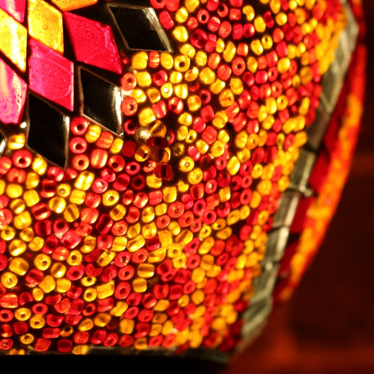 Mosaic Table or Floor Lamp in Red & Orange