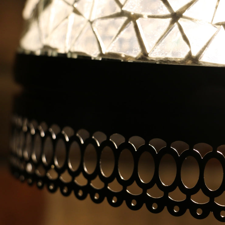 Hanging Mosaic Dome Lamp in White, Open Bottom