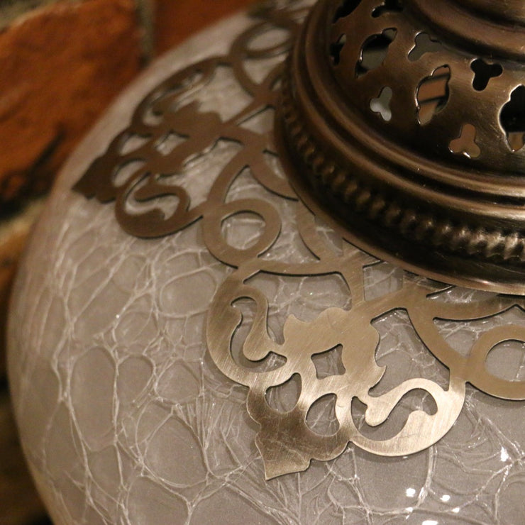 Crackle Glass Table Lamp, Frosted Laser-Cut Detail, 3 Styles Available