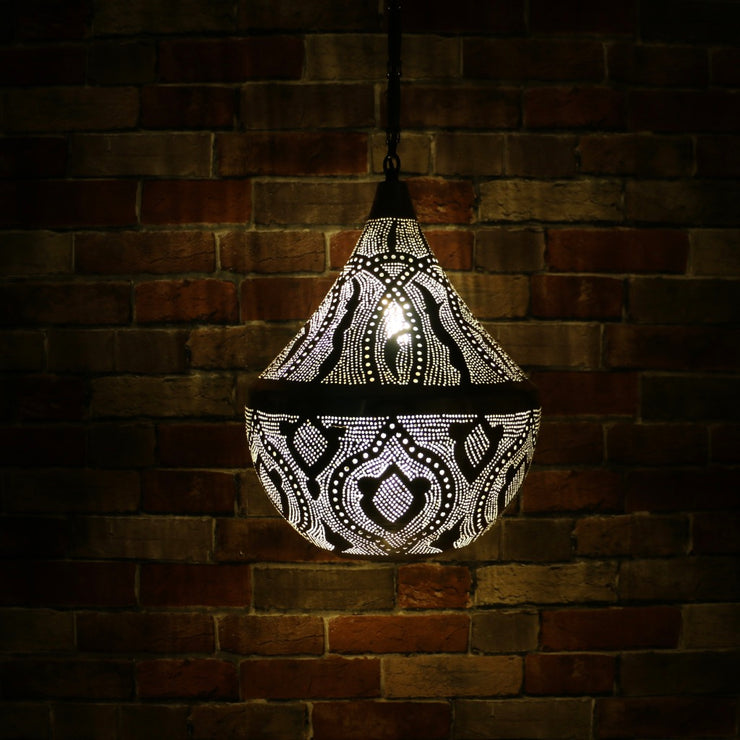 Hand-Punctured Nickel-Plated Brass Hanging Lamp