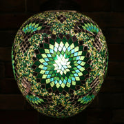 Hanging Mosaic "Egg" Lamp in Green & Turquoise