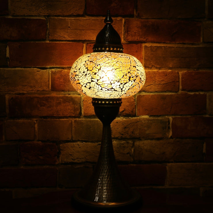 Crackle Glass Table Lamp in Amber, 5 Styles Available